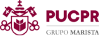 logo da PUC Paraná, escudo com representação de livros e PUC Paraná ao lado